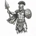 gladiator standing triumphantly tattoo design idea