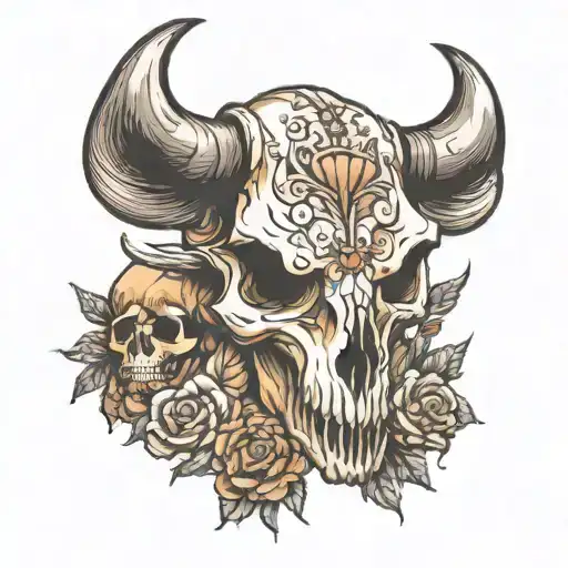 cattle skull tattoo design idea