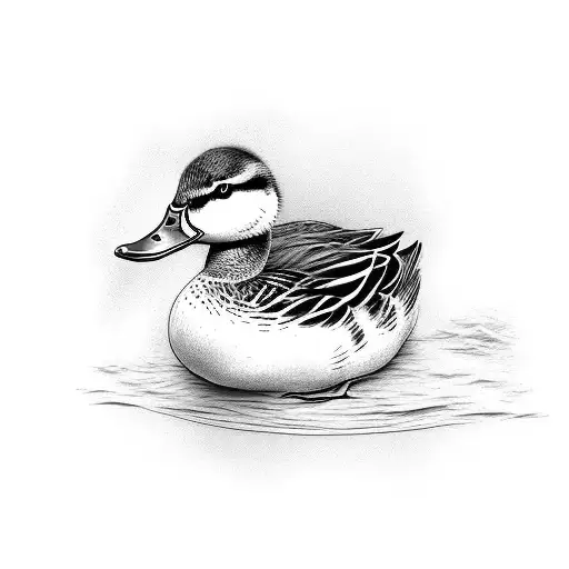mother duck with two ducklings tattoo design idea