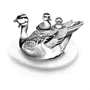 mother duck with two ducklings tattoo design idea
