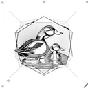 mother duck with two ducklings tattoo design idea