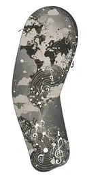 A weather map with musical notes representing different temperature zones tattoo design idea