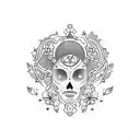 Cosmic Libra constellation surrounded by delicate flowers tattoo design idea