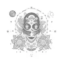 Cosmic Libra constellation surrounded by delicate flowers tattoo design idea