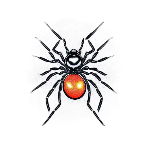 Black widow spider as pinstripes tattoo design idea