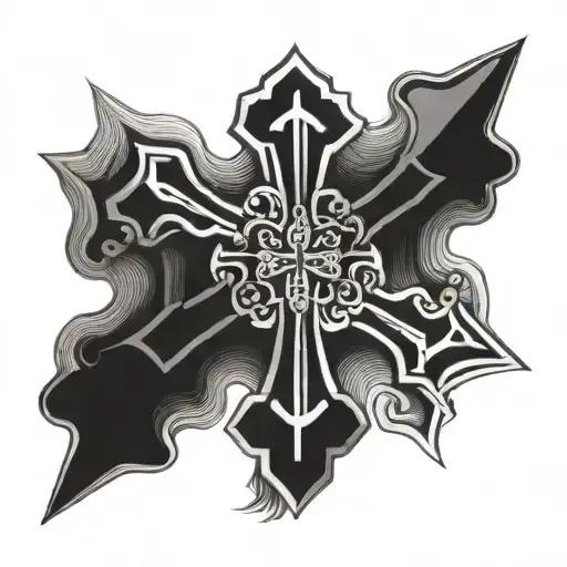 orthodox cross intertwined tattoo design idea