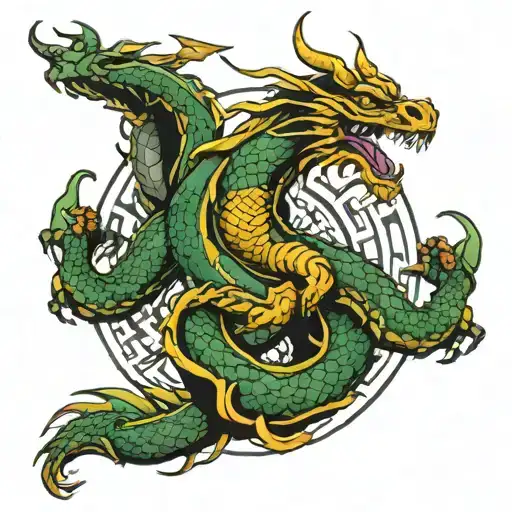 Bruce Lee dragon intertwined tattoo design idea