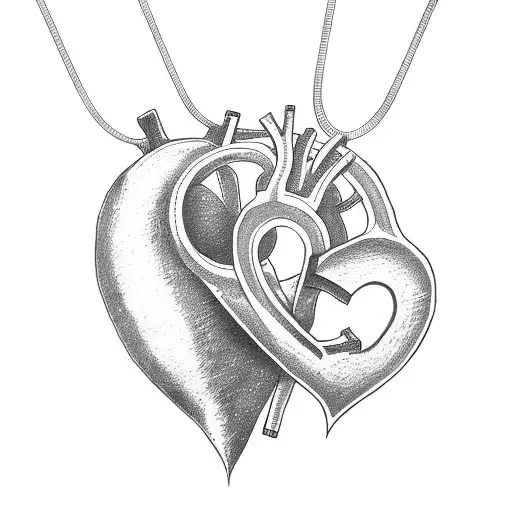 two halves of simple childrens heart best friend necklaces tattoo design idea