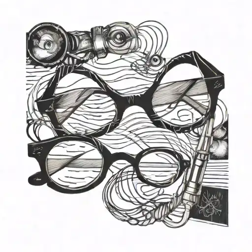 eyeglasses needle string tattoo design idea