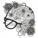 eyeglasses needle string tattoo design idea