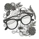 eyeglasses needle string tattoo design idea