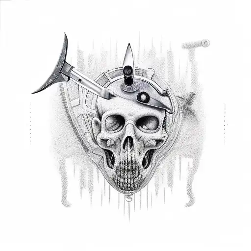 scalpel surgeon army blood guns tattoo design idea