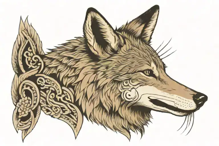 profile coyote head tattoo design idea