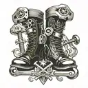 Wrench gavel boots tattoo design idea
