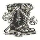 Wrench gavel boots tattoo design idea