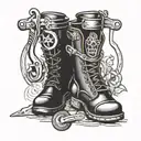Wrench gavel boots tattoo design idea