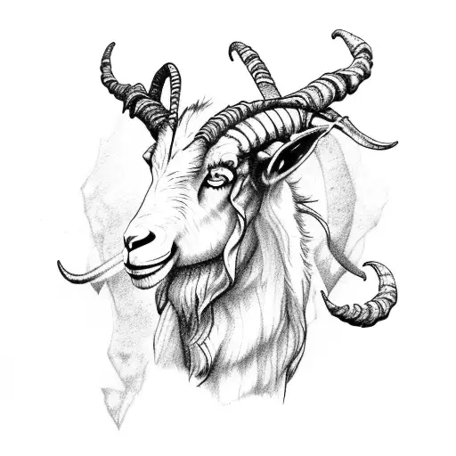 scary capricorn goat chained  tattoo design idea