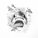 Shark Sea Wind Waves tattoo design idea