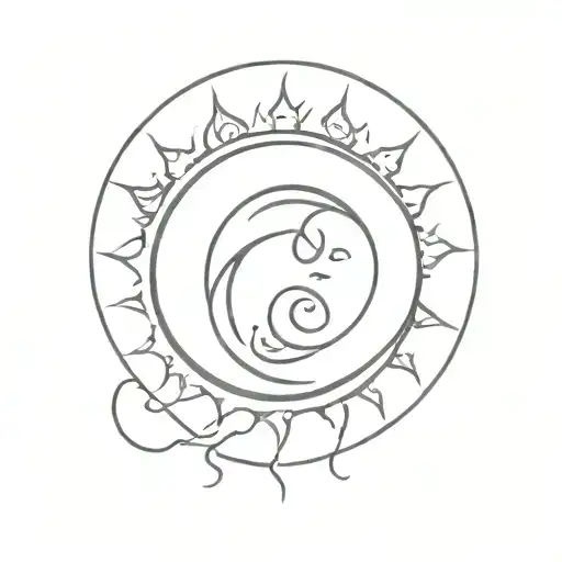moon inside sun tattoo design idea