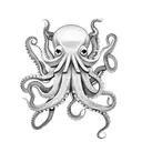 Octopus wrapped around an anchor with the initials KO tattoo design idea