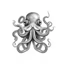 Octopus wrapped around an anchor with the initials KO tattoo design idea