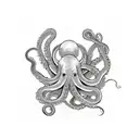 Octopus wrapped around an anchor with the initials KO tattoo design idea