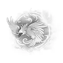 A Chinese phoenix rising from a field of blooming lotus flowers, symbolizing rebirth and strength tattoo design idea