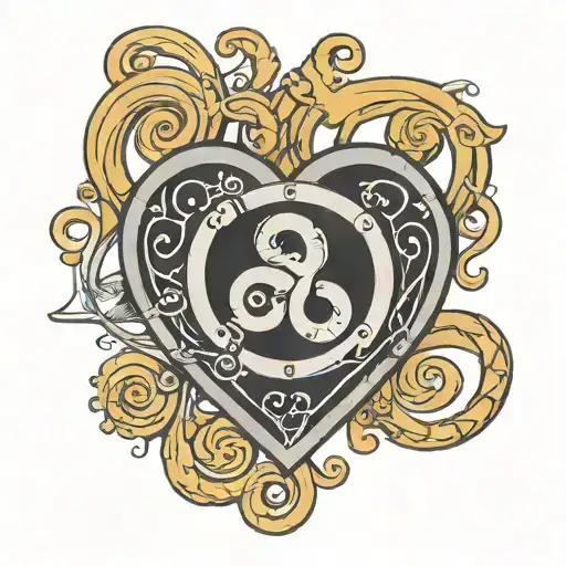 bdsm Triskelion in heart shaped lock tattoo design idea