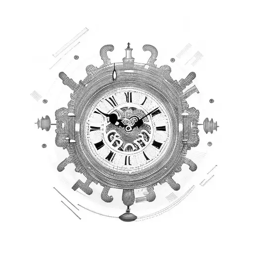 A clock with intricate gears and mechanisms, symbolizing the importance of time and its control tattoo design idea