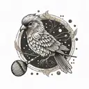 A stylized badminton birdie with intricate patterns and details, showcasing the beauty of the game in a unique way tattoo design idea