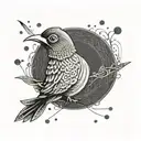 A stylized badminton birdie with intricate patterns and details, showcasing the beauty of the game in a unique way tattoo design idea