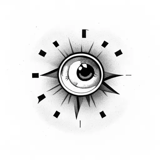 eye with clock as the eyeball tattoo design idea