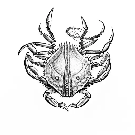 crab with an viking hat on his shell tattoo design idea