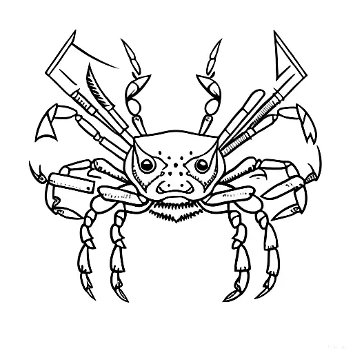 crab with an axe in his clamp tattoo design idea