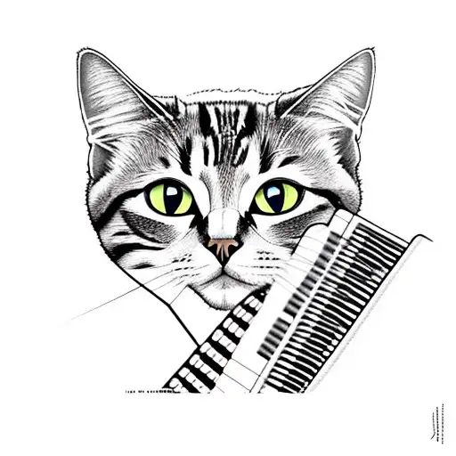 accordion and cat tattoo design idea