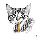 cat playing accordion tattoo design idea