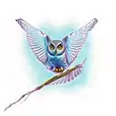 flying owl tattoo design idea