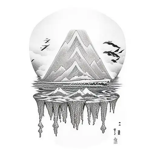 huge iceberg full view under and beneath the water tattoo design idea