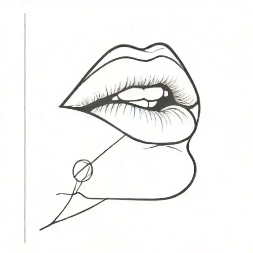 lips smiling tattoo design idea