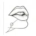 lips smiling tattoo design idea