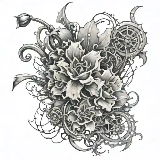 fallen flowers tattoo design idea