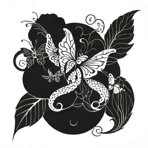 Abstract design with butterflies or snakes or dragons or flowers tattoo design idea
