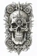 skull compass rose tattoo design idea