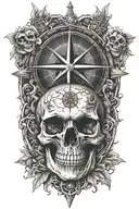 skull compass rose tattoo design idea