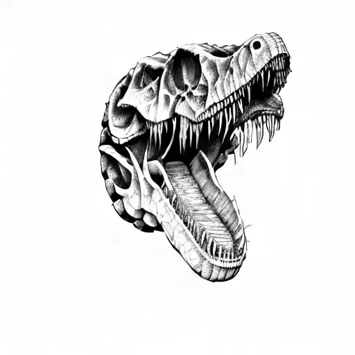 a t - rex skull tattoo design idea