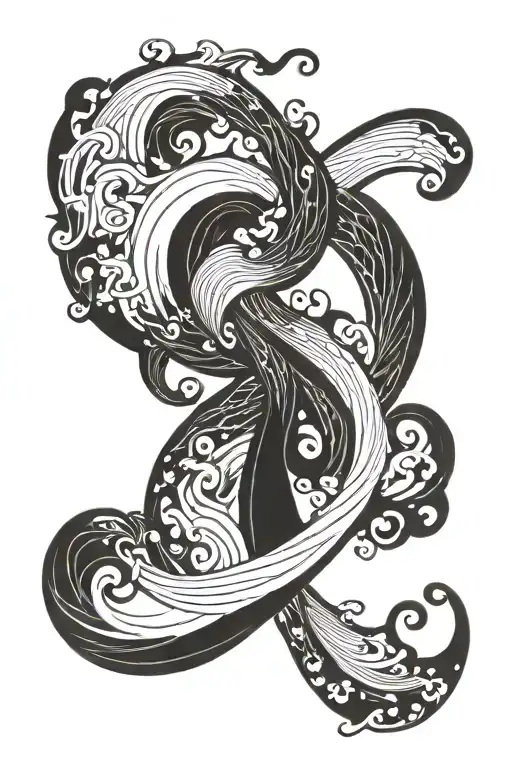freehand swirly water flow tattoo design idea