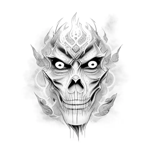 a burning man, with strong presence and no details in face characteristics tattoo design idea