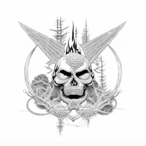 a burning man in full body , with strong presence and no details in face characteristics tattoo design idea