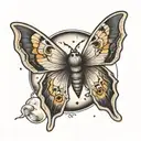 moth with moon  tattoo design idea