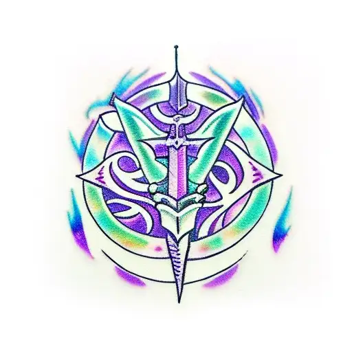 purple sword with gemstone pommel tattoo design idea